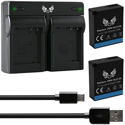 Abbildung von 2X SK Akku Ersatz für Panasonic DMW BLG10 / BLG10E 1025mAh + Dual Charger BLE9 BLE9E CS BLG10MC