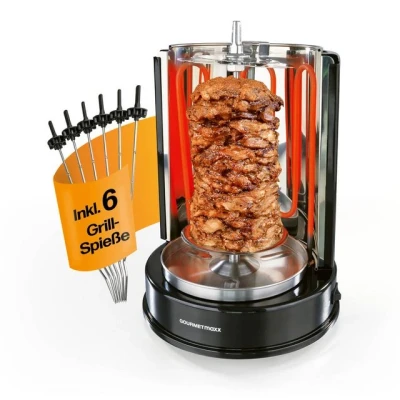 Abbildung von GOURMETmaxx Dönergrill mit Rotation, 1400,00 W, Maximal 360 bis 4kg Fleisch für Döner, Gyros, Adana etc.