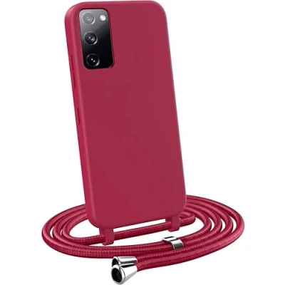Abbildung von MyGadget Handykette für Samsung Galaxy S20 FE [ Hülle mit verstellbaren Band ] TPU Handyhülle Handyband zum Umhängen Kordel Schnur Case Schutzhülle Bordeaux Rot