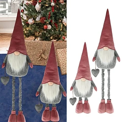 Abbildung von Cepewa Wichtel Wichtelmann pink H120cm zum Aufstellen Metall Polyester Weihnachtswichtel Zwerg Weihnachtsdeko (1 x pink)