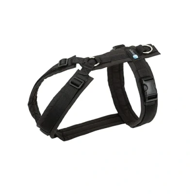 Abbildung von Annyx Brustgeschirr FUN in Schwarz S für Welpen alle Hunde verstellbar gepolstert ergonomisch rückenschonend optimal