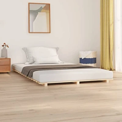 Abbildung von vidaXL Massivholzbett Doppelbett Bettgestell Bett Holzbett Bettrahmen Lattenrost Schlafzimmerbett Schlafzimmermöbel 140x190cm Kiefer