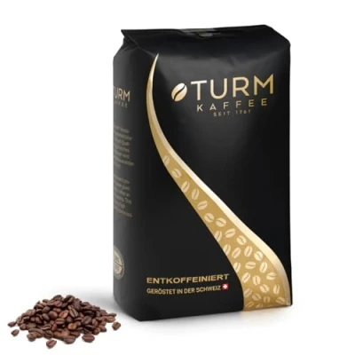Abbildung von Turm Kaffee koffeinfrei 1000g ausgewogener Café Crema aus dem Vollautomaten ganze geröstete Kaffeebohnen 100% Arabica Bohnen