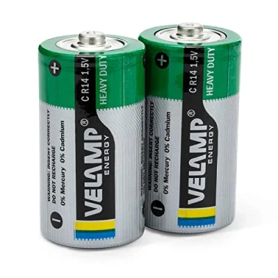 Abbildung von Velamp R14/2BP Set 2 Batterien R14 halbe Taschenlampe Heavy Duty für Taschenlampen, Radiolinen, Fernbedienungen, Grün, Stück