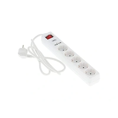 Abbildung von AKF 5 fach Steckdosenleiste mit Kippschalter, 2x USB, Mehrfachsteckdose, Steckerleiste
