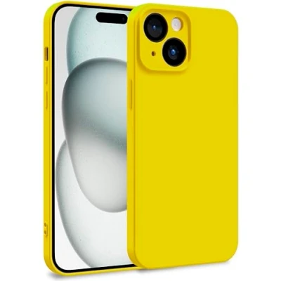 Abbildung von MyGadget Hülle kompatibel mit iPhone 15 Zweilagige Handyhülle Kameraschutz Cover Innenfutter &amp; Silikon außen Gelb