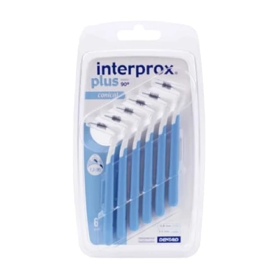Abbildung von Interprox Plus Konische Bürste X6 Weiß / Blau Zahnzwischenraumbürste 6 Stück Weich Manuell Zweifarbige Indikatorborsten