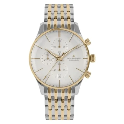 Abbildung von Jacques Lemans London Chronograph Steel brick silver gold, Herren, Größe: One Size, gold