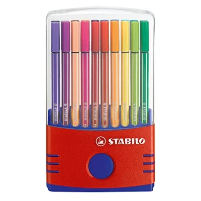 Abbildung von 5 x Stabilo Fasermaler Pen 68 ColorParade Kunststoffbox mit 20 Stiften
