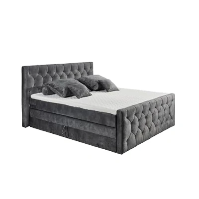 Abbildung von CASHFIELD 8 Boxspringbett mit Bettkasten 180x200, Anthrazit Bequemes Doppelbett 7 Zonen Federkern Matratze &amp; Kaltschaum Topper Klimaband 200 x 113 225 cm (B/H/T)