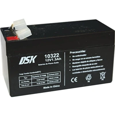 Abbildung von DSK 10322 Versiegelte wiederaufladbare AGM Bleibatterie 12V mit 1,3Ah. Ideal für Auto und Elektromotorräder Kinder, Motorroller, USV Systeme, Sicherheits Kommunikationssysteme…