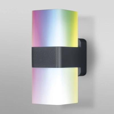 Abbildung von LEDVANCE Smarte LED Aussenleuchte für die Wand mit WIFI Technologie Außen, RGB Farben änderbar, aus dunkelgrauem Aluminium, Kompatibel Google und Alexa Voice Control, SMART+ CUBE UPDOWN