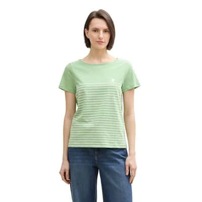 Abbildung von TOM Tailor MIT Streifenmuster Tshirt print, Damen, Größe: XS, True green