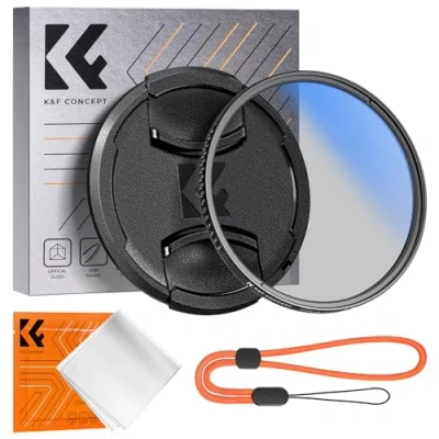 Abbildung von K&amp;F Concept Polfilter 49mm CPL Filter mit Objektivdeckel, Objektivdeckel Halteband, Reinigungstücher aus Mikrofaser Slim Cirkular K Serie Pro
