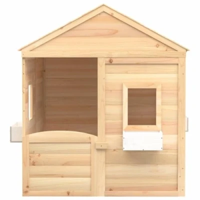 Abbildung von vidaXL Spielhaus, Kinderspielhaus mit Abschließbarer Tür Blumentöpfen, Gartenhaus für Kinder ab 3 Jahren, Outdoor Holzhaus Spielhütte, Tannenholz