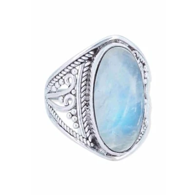 Abbildung von mantraroma Ring Silber Damen Regenbogen Mondstein Edelstein weiß ausgefallen verspielt (MRG 083 04 (64))