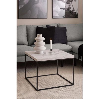 Abbildung von ACTONA GROUP Couchtisch &quot;Barossa Wohnzimmertisch, Beistelltisch, Quadratisch, Sofatisch,&quot;, Steinoptik, schwarze Stahlbeine, in mehreren Varianten, B: 60 cm