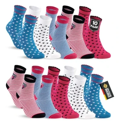 Abbildung von sockenkauf24 Socken 10 Paar Kinder Jungen &amp; Mädchen Baumwolle Kindersocken (23 26) 54330