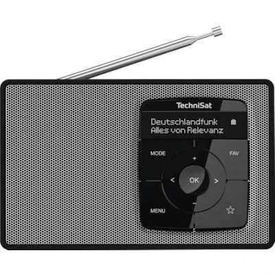 Abbildung von TechniSat DIGITRADIO 2 Tragbares DAB+/UKW Radio mit Akku (mit Bluetooth Audiostreaming, Weckfunktion, OLED Display, Kopfhöreranschluss, Lautsprecher 1 W RMS) schwarz/silber