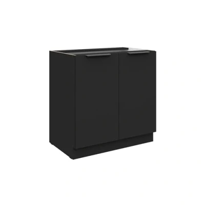 Abbildung von Küchen Preisbombe Unterschrank 80 cm Küche SIENA Schwarz Küchenzeile Küchenblock Einbauküche