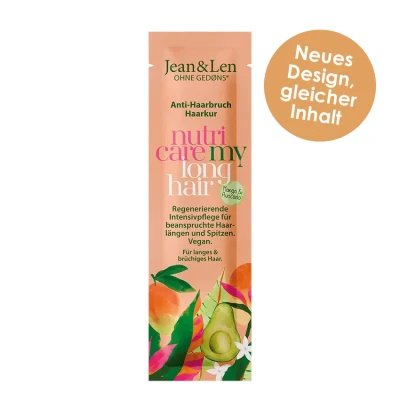 Abbildung von Jean &amp; Len Nutri Care Long Hair Haarkur Mango Avocado, reduziert Haarbruch, pflegt langes stark geschädigtes Haar intensiv, ohne Silikone Parabene, vegan, 20 ml