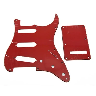 Abbildung von Kaish Strat SSS Pickguard und ST Backplate Tremolo Cover rot 3 lagig