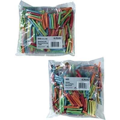 Abbildung von Herlitz 10733376 Gewinnlose mit Nummerierung 1 500, sortierte Farben/Kombi Set (500 Gewinne + 500 Nieten)