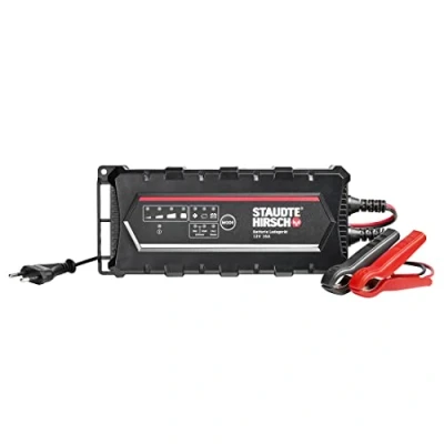 Abbildung von STAUDTE HIRSCH Batterie Ladegerät SH 3.160 12V 16A intelligentes mehrstufiges Ladeverfahren, für Autobatterie, Motorradbatterie, Blei Akku Lithium und Calcium Akku, Erhaltungsladegerät