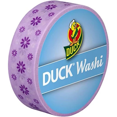 Abbildung von Duck Washi Band extra dünnes Klebeband zum verpacken und dekorieren Purple Flower, 15 mm x 10 m