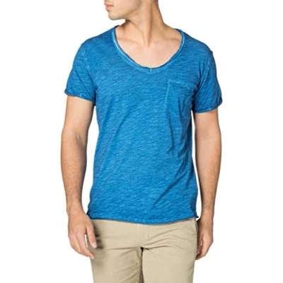 Abbildung von Key Largo T Shirt Soda vintage Look uni Basic T00619 V Ausschnitt unifarben kurzarm slim fit