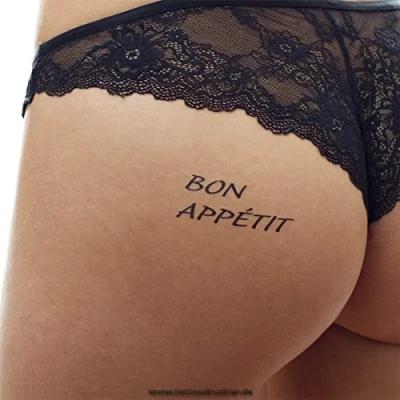 Abbildung von 5 x Bon Appétit Tattoo, schwarzer Schriftzug Temporary Haut Tattoo (5)