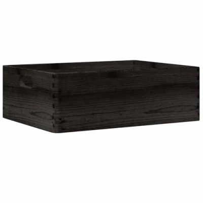 Abbildung von vidaXL Holzkiste mit Griffen Schwarz 40x30x13 cm Massivholz Kiefer, Aufbewahrungsbox Holz, Holztruhe, Geschenkbox Holzbox, Holzbox Holz