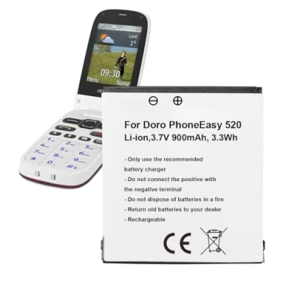 Abbildung von Akku für Doro PhoneEasy 520, 900mAh High Power Ersatzakku Kompatibel mit DBF 800A, 800B, 800C, 800D, 800E