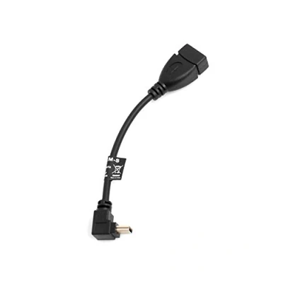 Abbildung von System S Mini USB (Male) 90 Grad aufwärts gewinkelt Winkel On The Go Host Kabel auf Typ A (Female) Adapter OTG 13,5 cm