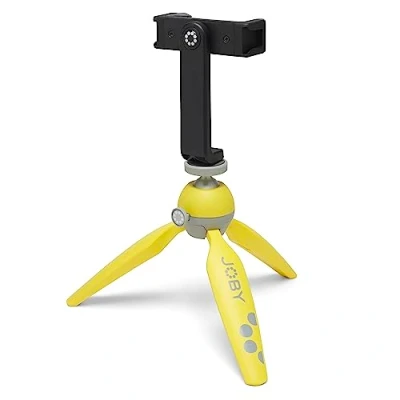 Abbildung von JOBY HandyPod 2 Kit, Tischstativ mit GripTight 360 Telefonhalterung und Pin Joint Halterung, Telefonstativ für Smartphones, Actionkameras Spiegellose Kameras bis zu 1.0Kg, Gelb