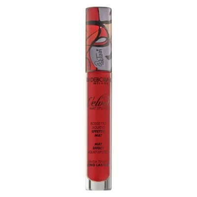 Abbildung von Deborah Milano Fluid Velvet Mat Lipstick Nr. 7 Fire Red Painted von Paola Turani, flüssiger Lippenstift, matt, langanhaltend, verleiht weiche und feuchtigkeitsspendende Lippen, 4,5 g