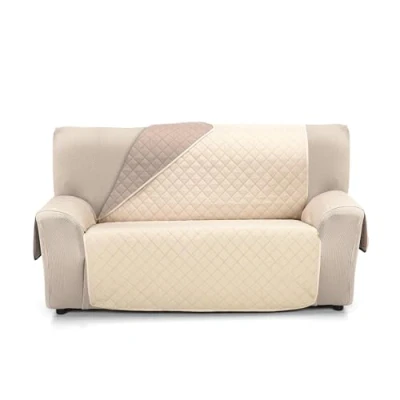 Abbildung von Martina Home Sofaüberwurf gesteppt, wendbar, Bernstein, 4 Sitzer, Beige, Leder
