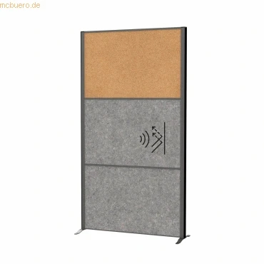 Abbildung von MAUL Trennwand Akustik MAULconnecto 180x100cm Raumteiler für Büro und Schreibtisch Freistehender Raumtrenner mit Standfüßen Ideal als Sichtschutz Schallschutz Akustikvlies + Pinnboard Kork
