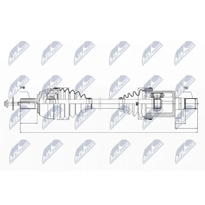 Abbildung von NTY NPW VV 023 Antriebswelle Vorderachse, Vorderachse links, rechts Halbautomatik, Getriebeautomatik 6 Gang VOLVO: V60 I, V70 3, XC60 I