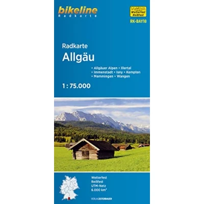 Abbildung von Radkarte Allgäu (RK BAY18): Allgäuer Alpen Illertal Immenstadt Isny Kempten Memmingen Wangen. 1:75.000, wetterfest/reißfest, GPS tauglich mit UTM Netz (Bikeline Radkarte)