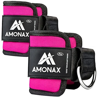 Abbildung von Amonax fußschlaufe kabelzug, fußmanschetten kabelzug für Fitness fußgewicht und Gewicht Training am fussschlaufen Fitness, (2 Stücke Rosa)