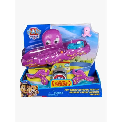 Abbildung von PAW PATROL Pup Squad Oktopus Spielset mit Rennstrecke, Rampe, Chase Racer und Baby Tintenfisch, geeignet für Kinder ab 3 Jahren