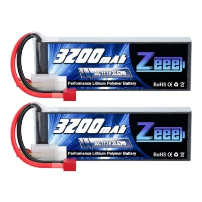 Abbildung von Zeee 3S LiPo Akku 11,1V 50C 3200mAh mit Deans T Steck für RC Auto, Flugzeug, Hubschrauber, Hobby (2 Packungen)