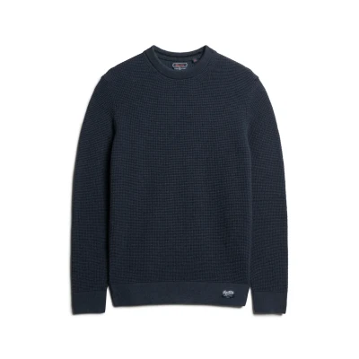 Abbildung von Superdry Textured CREW Strickpullover, Herren, Größe: 3XL, Eclipse navy heather
