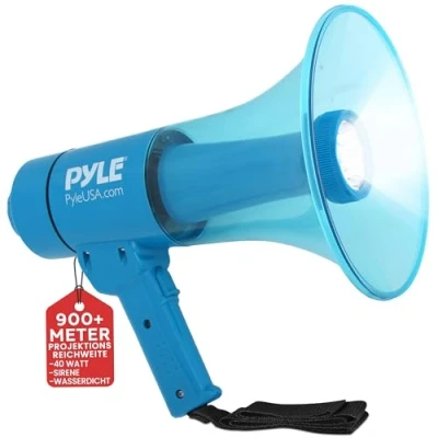 Abbildung von Pyle Portable PA Megafon Lautsprecher w/Alarm Sirene, einstellbare Lautst?rke, 40 W Hand Leichte Marine Grad Wasserdicht Megafon, LED Flashlig