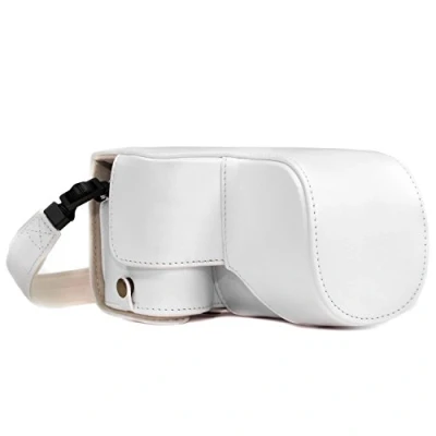 Abbildung von MegaGear Sony Alpha A6500 (up to 16 70mm Objektiv) Ever Ready Leder Kamera Case mit Trageriemen und Batteriezugang Weiß MG1135