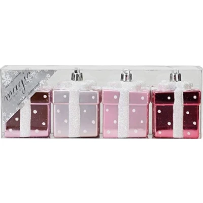 Abbildung von MAGIC by Inge Christbaumschmuck, Christbaumschmuck Geschenkbox 6cm Kunststoff 4er Set Rosa Mix