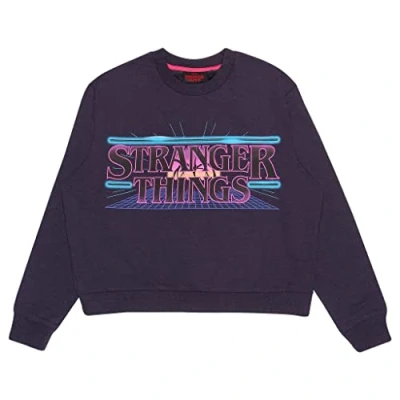 Abbildung von Popgear Stranger Things Logo Kruppiertes Sweatshirt, Damen, S 5XL, Schwarz, Offizielle Handelsware
