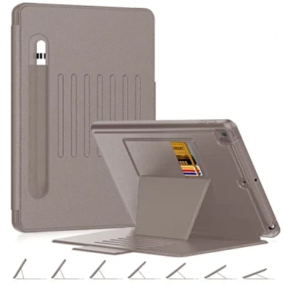 Abbildung von DAORANGE Hülle für iPad 9. / 8. 7. Generation, Mehrfachwinkel Stoßfeste PU Leder Schutzhülle mit Stifthalter, Auto Schlaf/Wachfunktion 9/8/7 10,2 Zoll (Roségold)