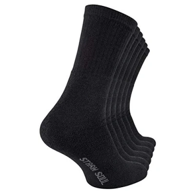 Abbildung von STARK SOUL Crew Socks Essentials, Tennissocken, Freizeitsocken, Baumwolle, Schwarz , Weiss, Grau Meliert, 6 Paar Schwarz, 43 46